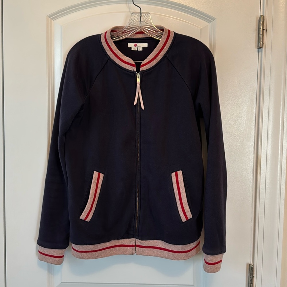 Navy Boden Sweatshirt Bomber Jacket